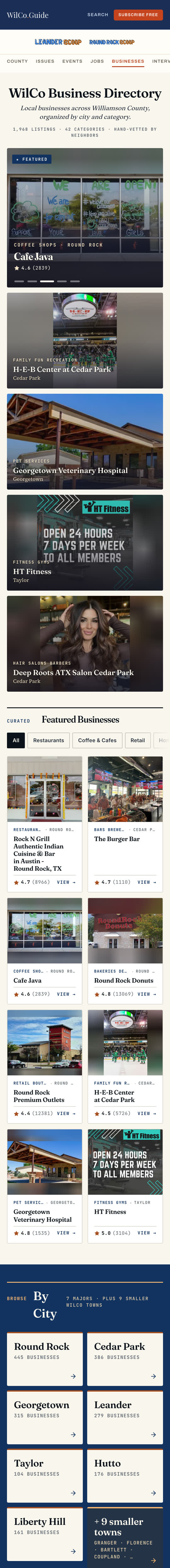 The WilCo Guide business directory on a phone